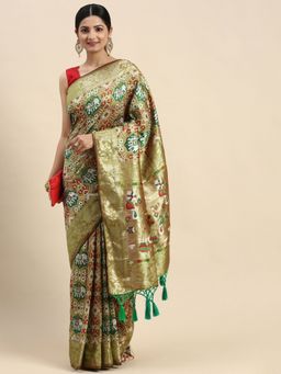 Vastranand - Ethnic Motif Zari Woven Design Art Silk Banarasi Patola Saree with Unstitched Blouse