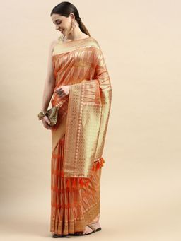 Vastranand - Leaf Pattern Zari woven Design Kanjeevaram Banarasi Art Silk Saree with Unstitched Blouse