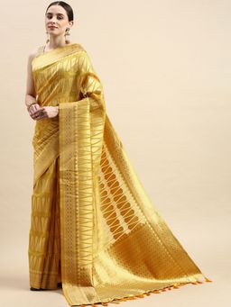 Vastranand - Leaf Pattern Zari woven Design Kanjeevaram Banarasi Art Silk Saree with Unstitched Blouse