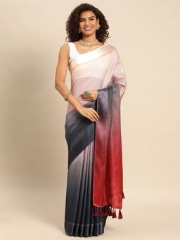 Vastranand - Solid Half & Half Art Silk Kota Saree With Tassel Border with Unstitched Blouse