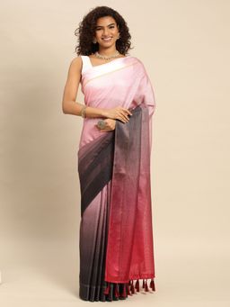 Vastranand - Solid Half & Half Art Silk Kota Saree With Tassel Border with Unstitched Blouse