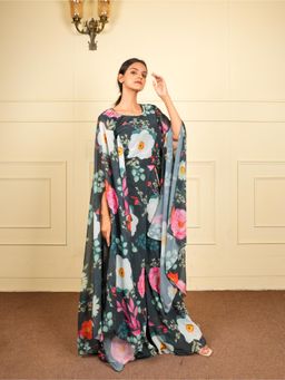FashionTownie - Cotton Silk Grey Floral Printed Co-ord Set