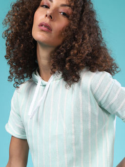PINACOLADA - Green Women Striped Stylish Casual Tops