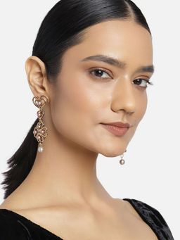 Estele - Gold Plated Magnificent Drop Earrings with Pearls for Women