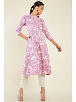 Soch - Women Pink Rayon Printed Kurta