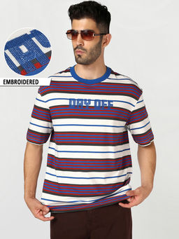Bewakoof - Mens Multi-Color Stripes Pure Cotton T-Shirt