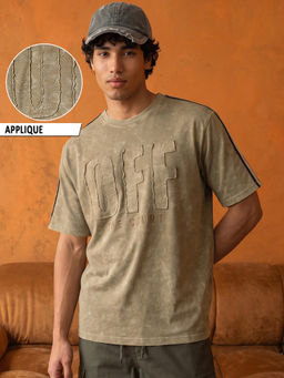 Bewakoof - Mens Beige Tie & Dye Cotton T-Shirt