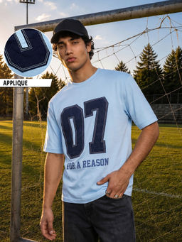 Bewakoof - Mens Blue Typography Cotton T-Shirt