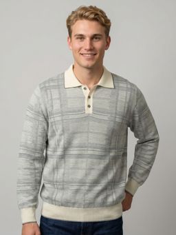Monte Carlo - Mens Grey Checks Wool Sweatshirt