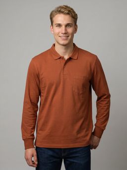 Monte Carlo - Mens Rust Solid/Plain Blended Polo T-Shirt