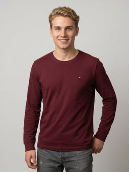 Monte Carlo - Mens Maroon Solid/Plain Cotton Blend T-Shirt