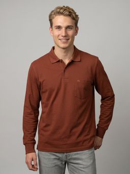 Monte Carlo - Mens Rust Solid/Plain Cotton Blend Polo T-Shirt