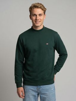 Monte Carlo - Mens Green Solid/Plain Cotton Blend T-Shirt