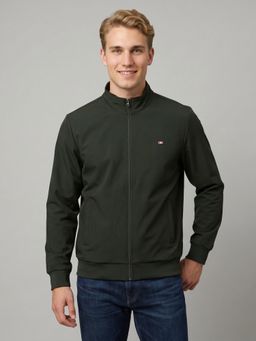 Monte Carlo - Mens Olive Solid/Plain Cotton Blend Jacket