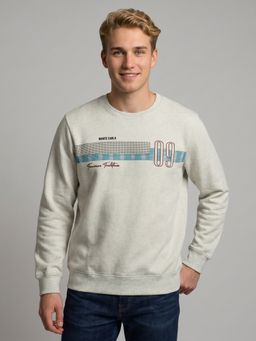 Monte Carlo - Mens White Printed Cotton Blend Sweatshirt