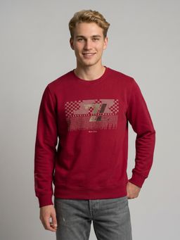 Monte Carlo - Mens Maroon Printed Cotton Blend Sweatshirt