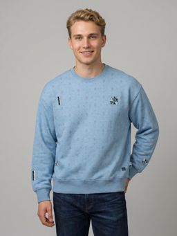 Monte Carlo - Mens Blue Printed Cotton Blend Sweatshirt