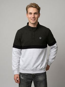 Monte Carlo - Mens Olive Colorblock Cotton Blend Sweatshirt