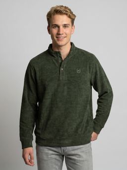 Monte Carlo - Mens Green Solid/Plain Cotton Blend Sweatshirt