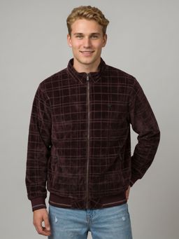 Monte Carlo - Mens Wine Checks Cotton Blend Jacket
