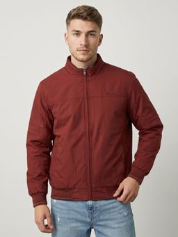 Monte Carlo - Mens Red Solid/Plain Polyester Blend Jacket