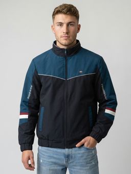 Monte Carlo - Mens Navy Blue Colorblock Polyester Blend Jacket