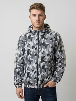 Monte Carlo - Mens Grey Printed Polyester Blend Jacket