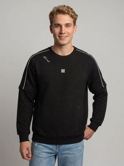 Rock.it - Mens Black Textured Cotton Blend Sweatshirt