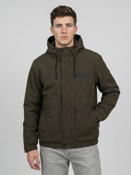 Rock.it - Mens Olive Solid/Plain Polyester Blend Jacket