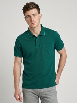 Monte Carlo - Mens Green Solid/Plain Cotton Blend Polo T-Shirt