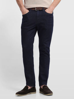 Arrow Newyork - Mens Navy Blue Solid/Plain Cotton Jeans