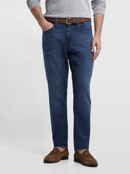 Arrow Newyork - Mens Blue Solid/Plain Cotton Jeans