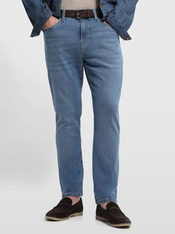 Arrow Newyork - Mens Blue Solid/Plain Cotton Jeans