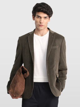 Arrow - Mens Grey Solid/Plain Polyester Blazer