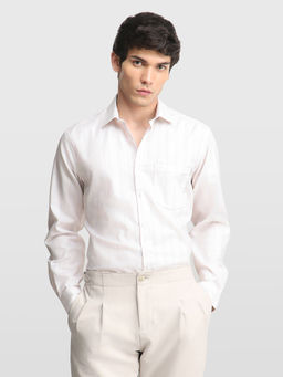 Arrow - Mens White Stripes Cotton Shirt