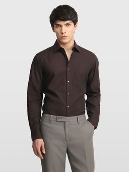Arrow - Mens Purple Self Design Cotton Shirt