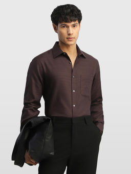Arrow - Mens Red Self Design Cotton Shirt