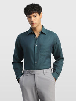 Arrow - Mens Blue Geometric Cotton Shirt
