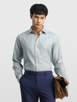 Arrow - Mens Grey Stripes Cotton Shirt