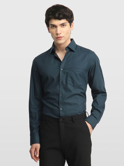 Arrow - Mens Blue Self Design Cotton Shirt