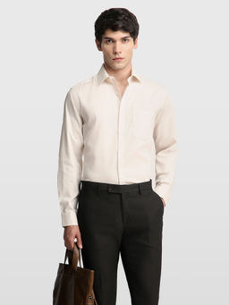 Arrow - Mens White Self Design Cotton Shirt