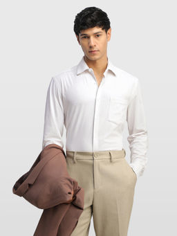 Arrow - Mens Brown Self Design Polyester Shirt