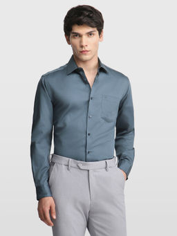 Arrow - Mens Blue Solid/Plain Cotton Shirt