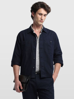 Arrow Sports - Mens Blue Solid/Plain Cotton Over Shirt