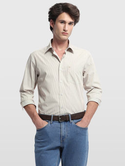Arrow Sports - Mens Brown Stripes Cotton Shirt