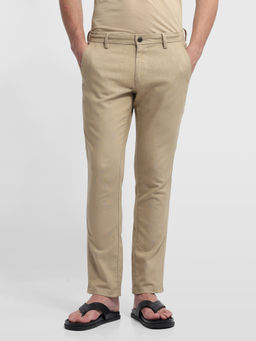 Arrow Sports - Mens Brown Solid/Plain Cotton Trouser