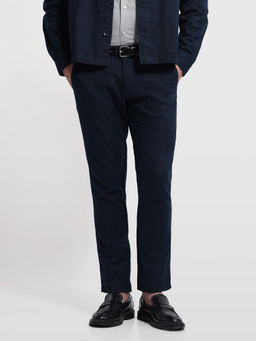 Arrow Sports - Mens Blue Solid/Plain Cotton Trouser