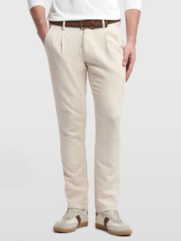 Arrow Sports - Mens Beige Textured Cotton Trouser