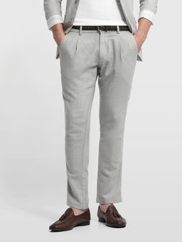 Arrow Sports - Mens Grey Textured Cotton Trouser