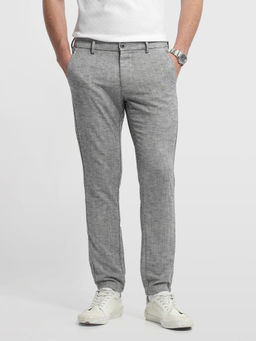 Arrow Sports - Mens Grey Solid/Plain Polyester Trouser